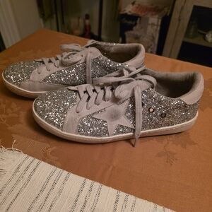 Glittery Silver Women's Sneakers